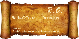 Radvánszki Orsolya névjegykártya